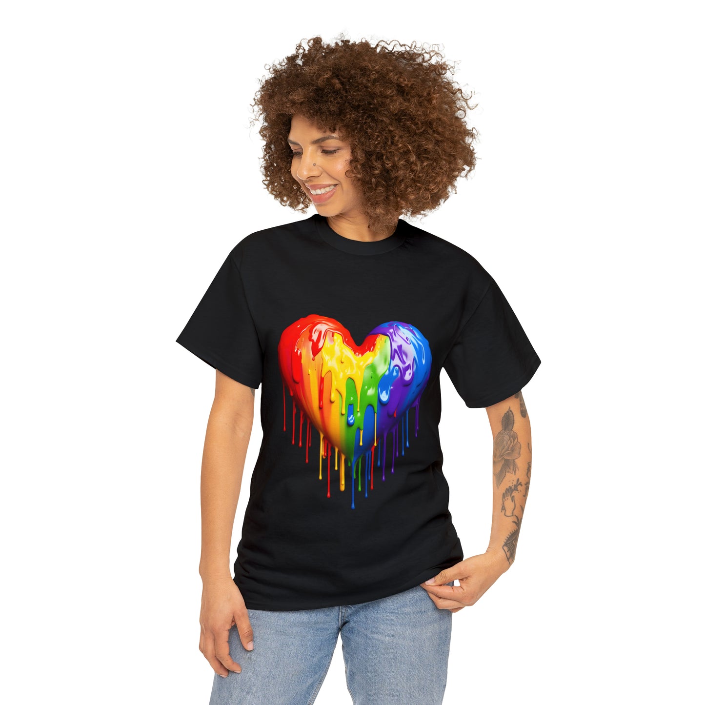 Pride Heart Rainbow Splash Short Sleeve Graphic T-Shirt (S-3XL)