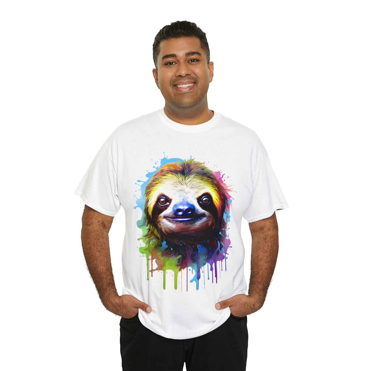 Sloth Rainbow Splash Short Sleeve Graphic T-Shirt (S-3XL)