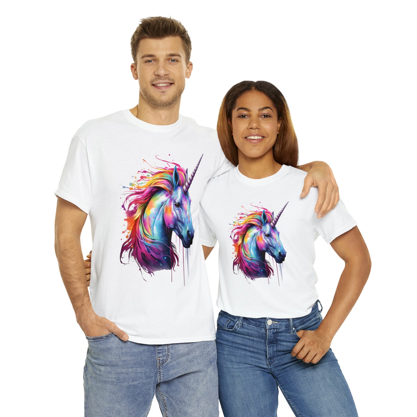 Unicorn Rainbow Splash Short Sleeve Graphic T-Shirt (S-3XL)