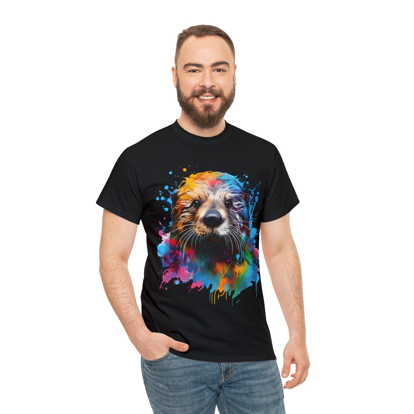 Sea Otter Rainbow Splash Short Sleeve Graphic T-Shirt (S-3XL)