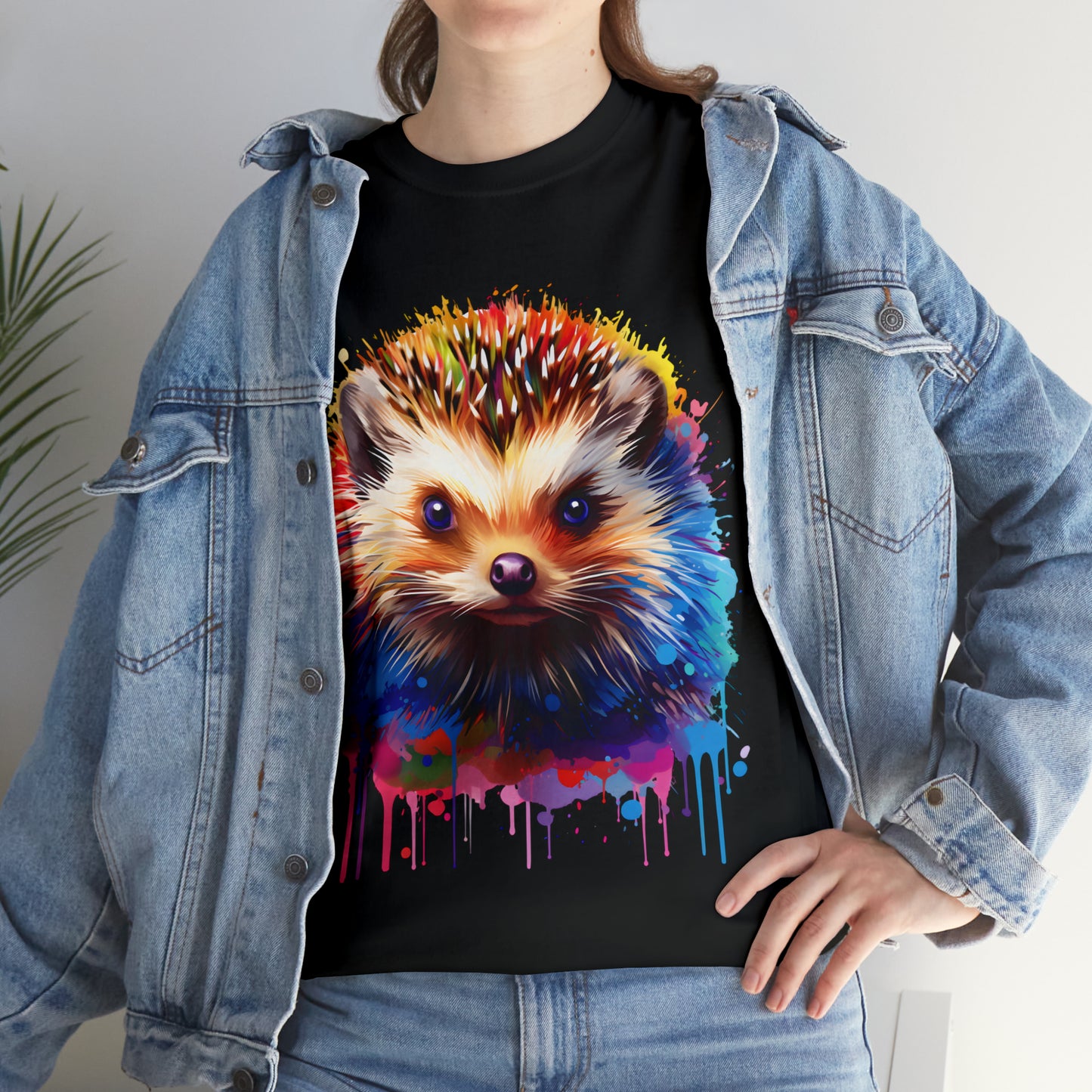 Hedgehog Rainbow Splash Short Sleeve Graphic T-Shirt (S-3XL)