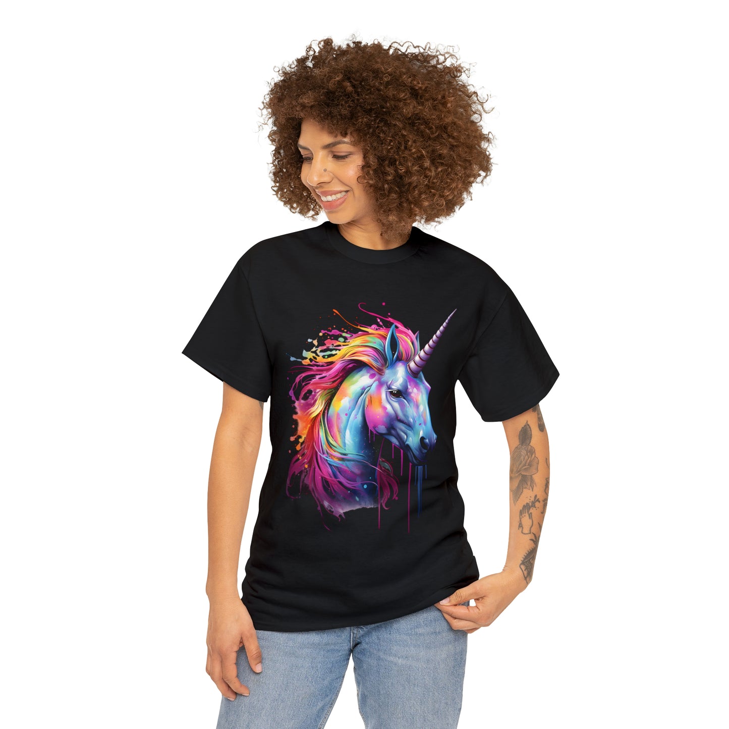 Unicorn Rainbow Splash Short Sleeve Graphic T-Shirt (S-3XL)