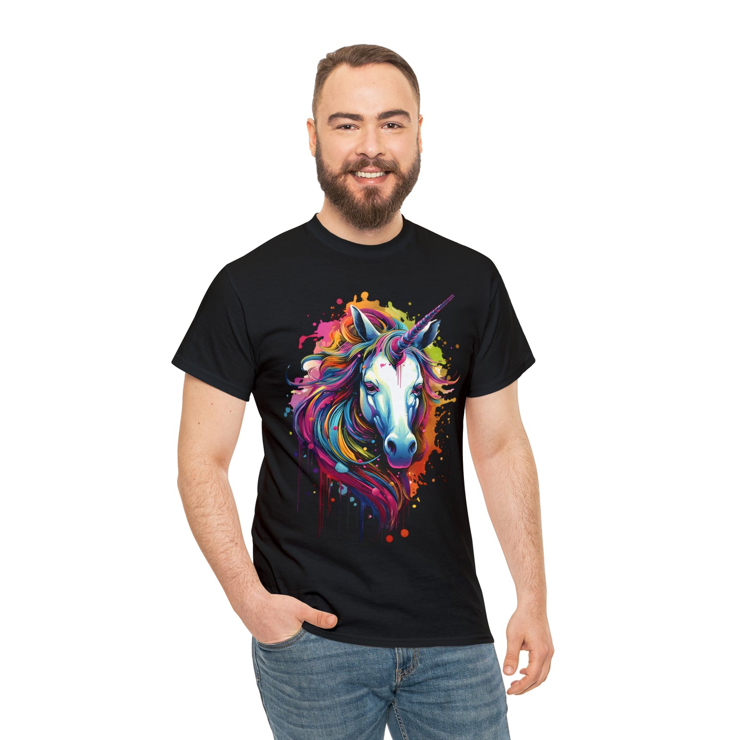 Unicorn Rainbow Splash Short Sleeve Graphic T-Shirt (S-3XL)