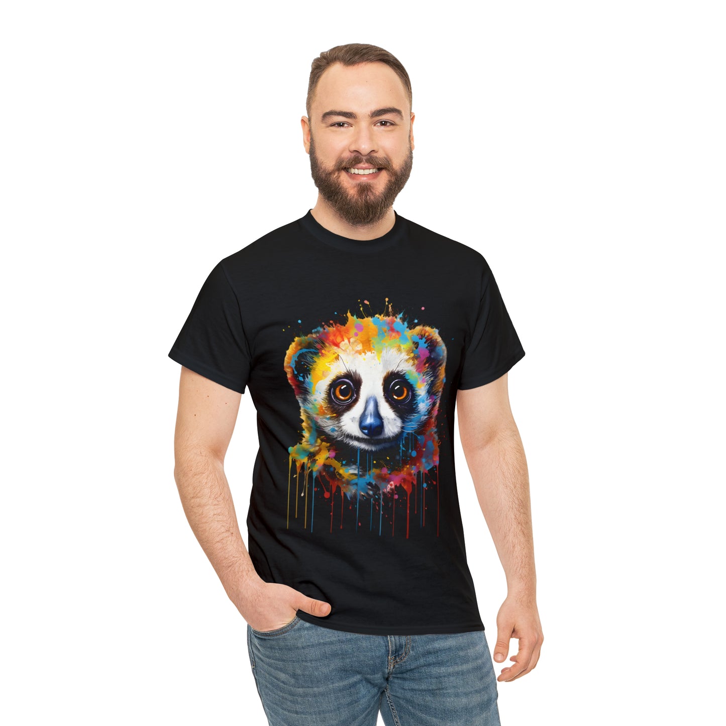 Slow Loris Rainbow Splash Short Sleeve Graphic T-Shirt (S-3XL)