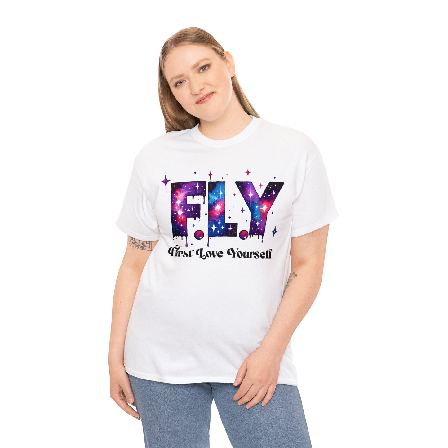 FLY - First Love Yourself | Self-Love Themed Graphic Wear | Self-Love Quotes | Short Sleeve T-Shirt | Unisex Heavy Cotton Tee