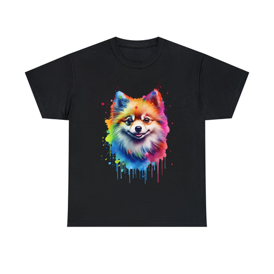 Pomeranian Rainbow Splash Short Sleeve Graphic T-Shirt (S-3XL)