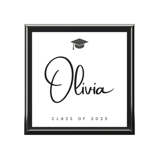 Personalized Graduation Jewelry Box - Class of 2025 | Elegant Keepsake Gift | Custom Engraved Wooden Jewelry Box
