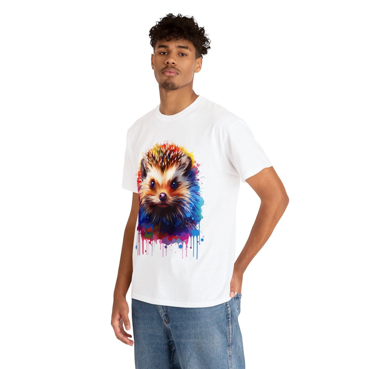 Hedgehog Rainbow Splash Short Sleeve Graphic T-Shirt (S-3XL)