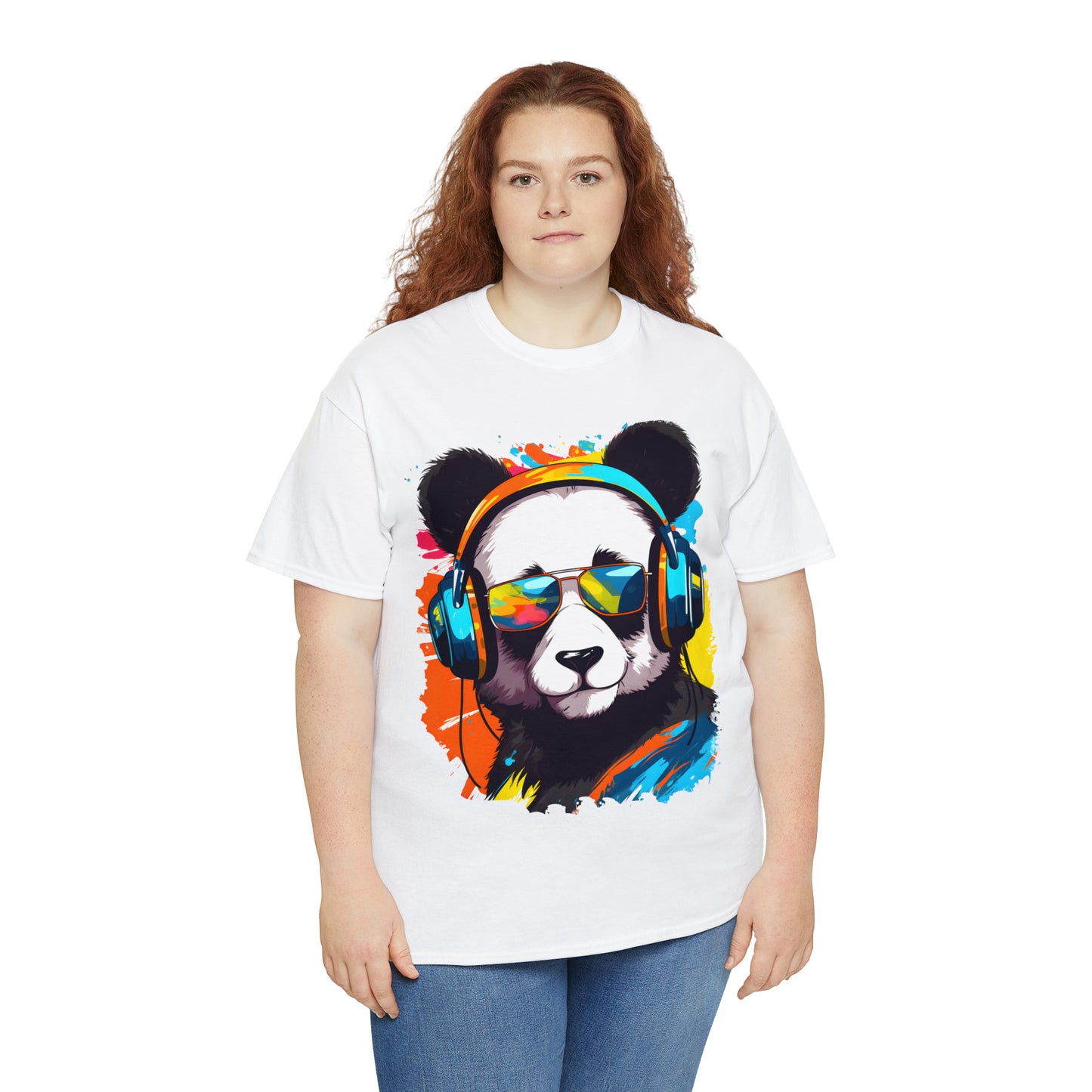 Panda in Sun Glasses Rainbow Splash Short Sleeve Graphic T-Shirt (S-3XL)