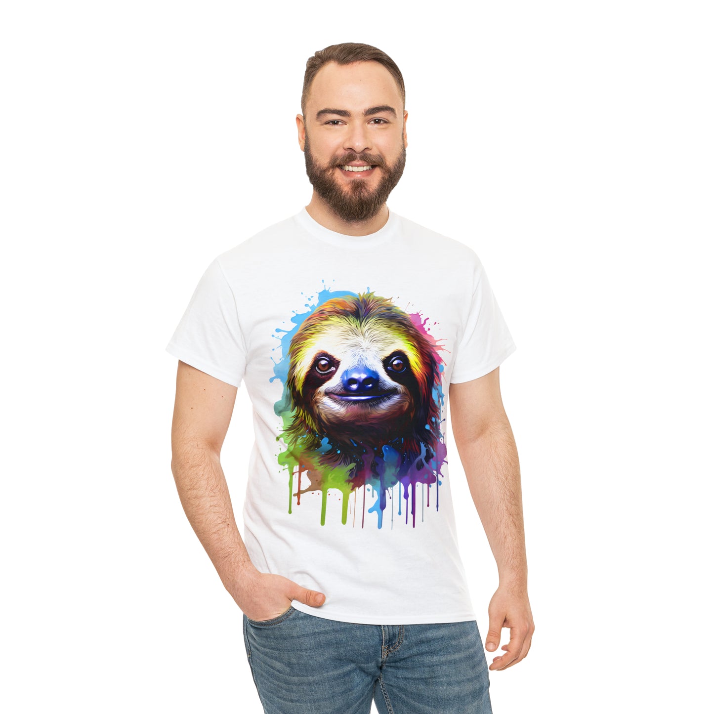 Sloth Rainbow Splash Short Sleeve Graphic T-Shirt (S-3XL)