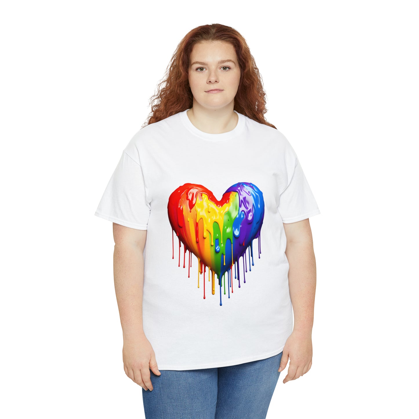 Pride Heart Rainbow Splash Short Sleeve Graphic T-Shirt (S-3XL)