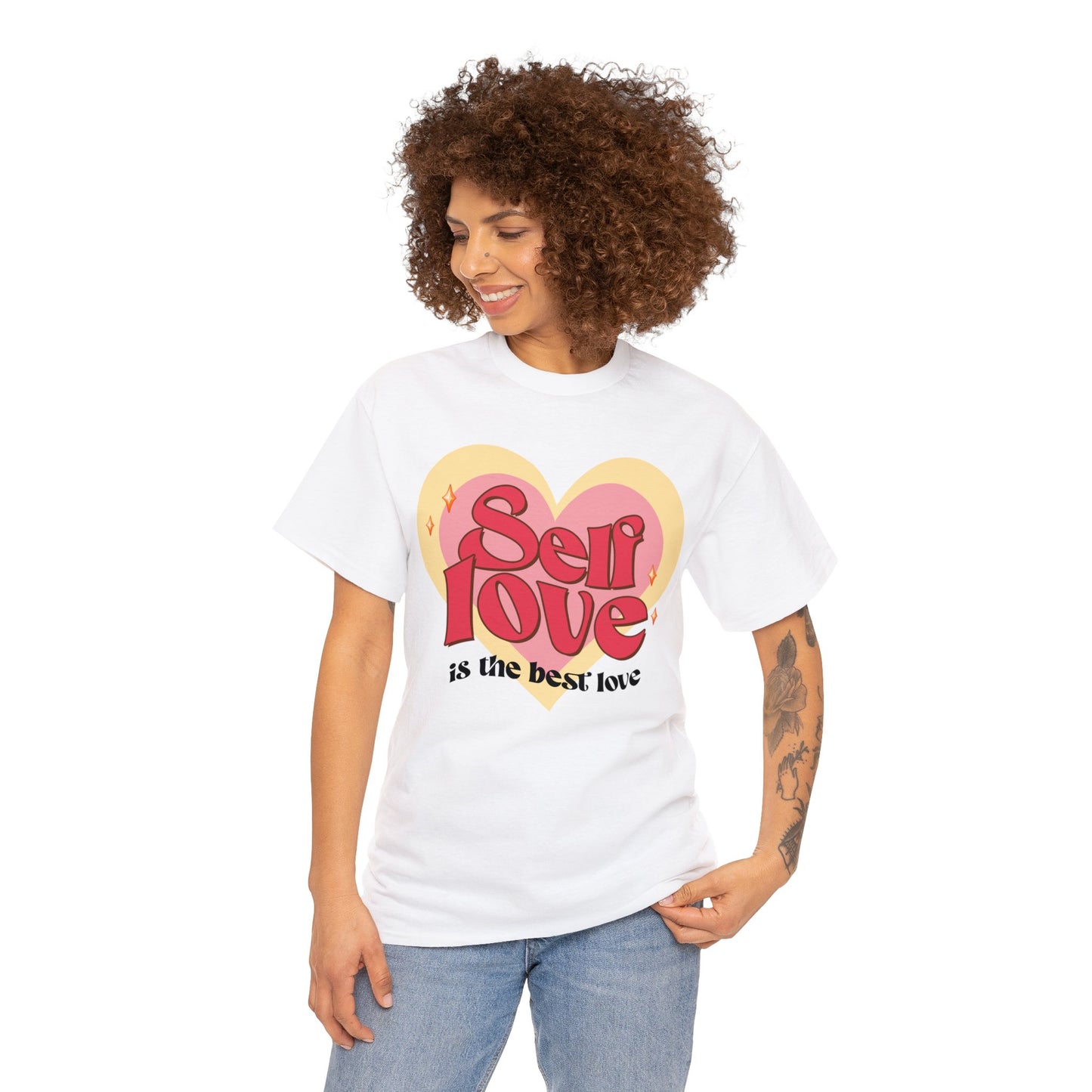 Self Love is the Best Love | Self-Love Themed Graphic Wear | Self-Love Quotes | Short Sleeve T-Shirt | Unisex Heavy Cotton Tee