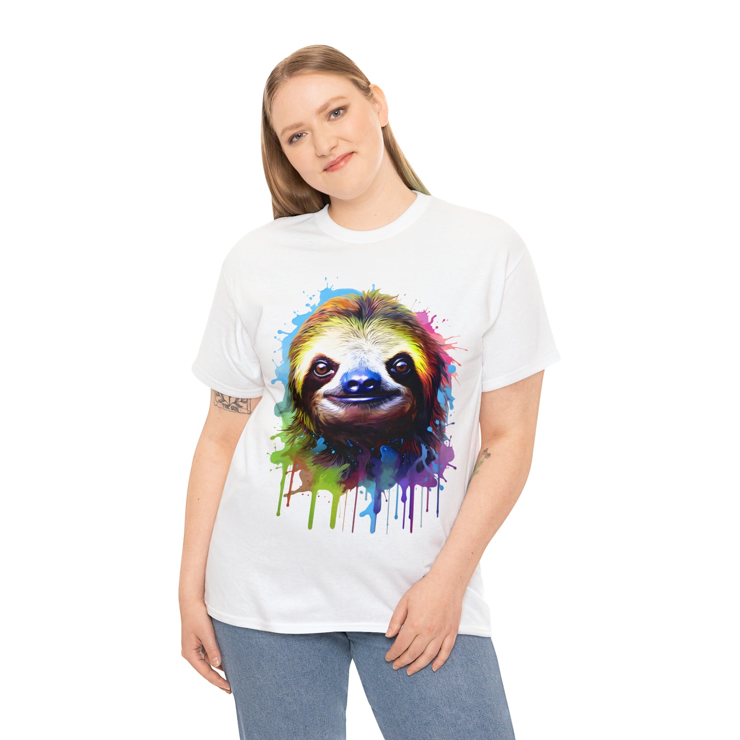 Sloth Rainbow Splash Short Sleeve Graphic T-Shirt (S-3XL)