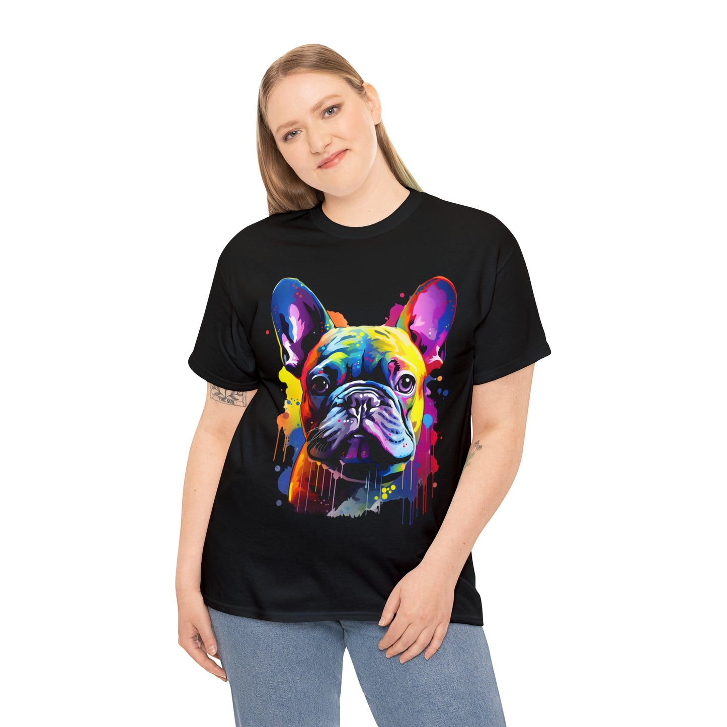 French Bulldog Rainbow Splash Short Sleeve Graphic T-Shirt (S-3XL)