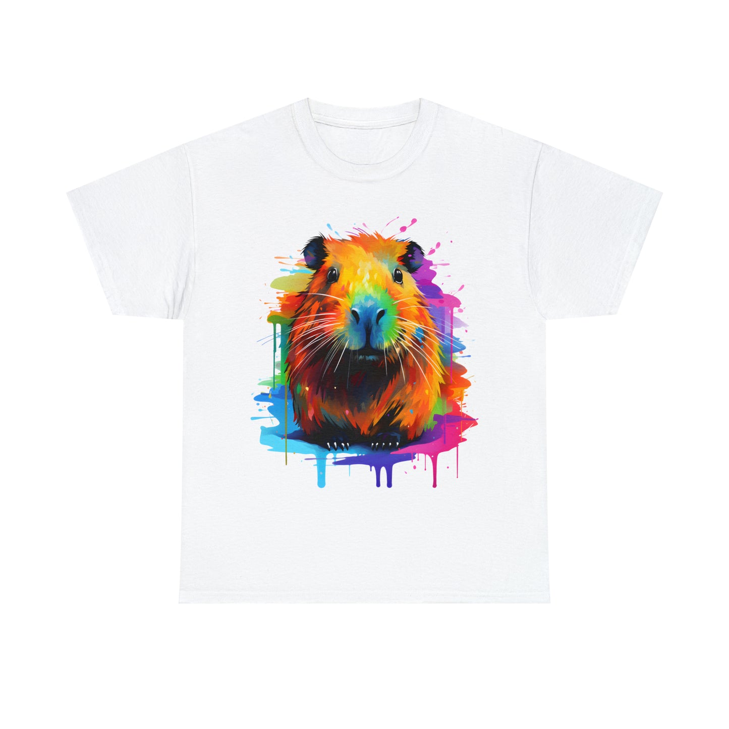 Capybara Rainbow Splash Short Sleeve Graphic T-Shirt (S-3XL)