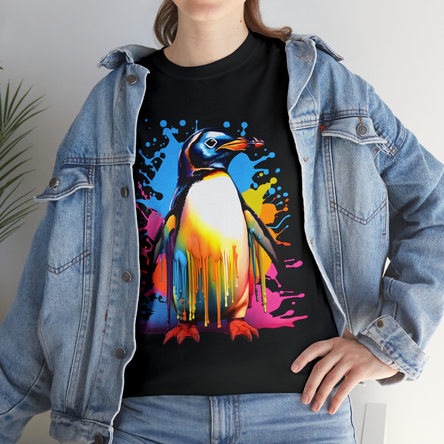 Penguin Rainbow Splash Short Sleeve Graphic T-Shirt (S-3XL)