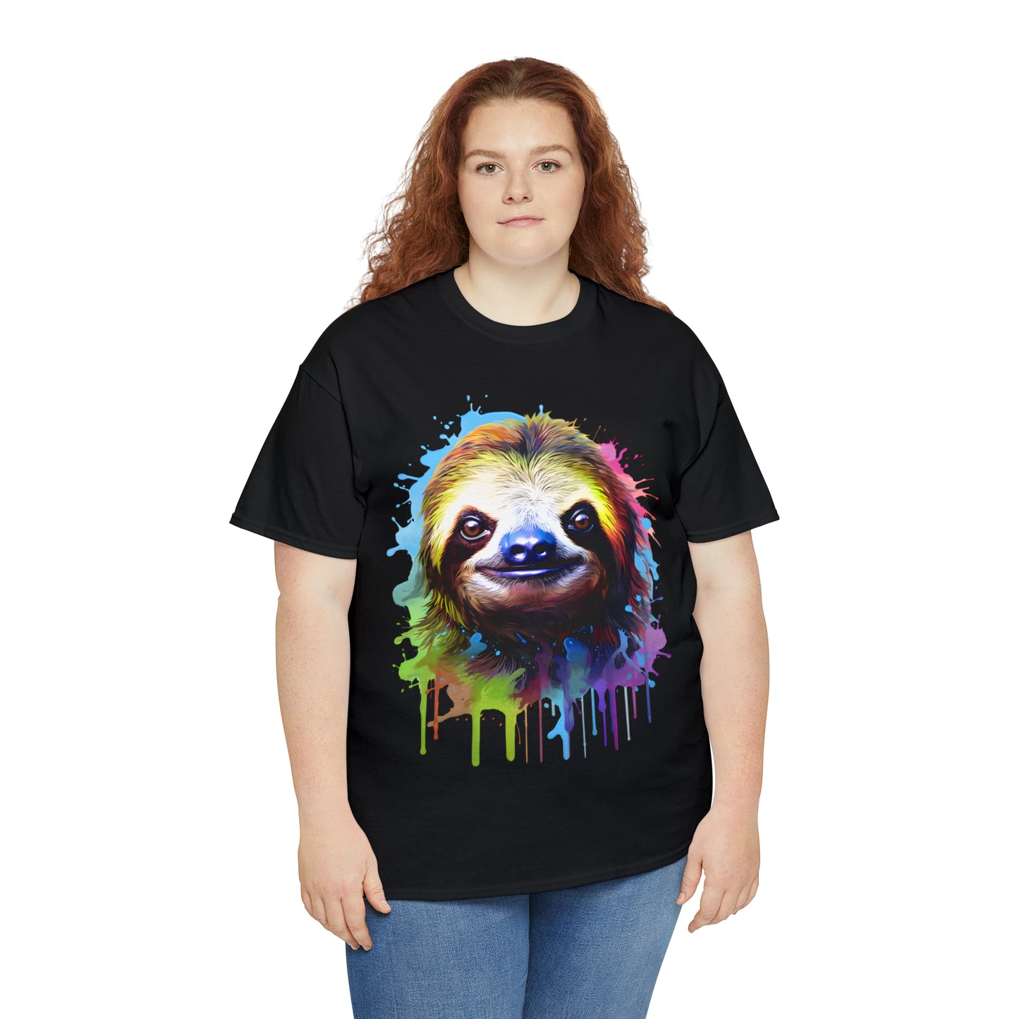 Sloth Rainbow Splash Short Sleeve Graphic T-Shirt (S-3XL)