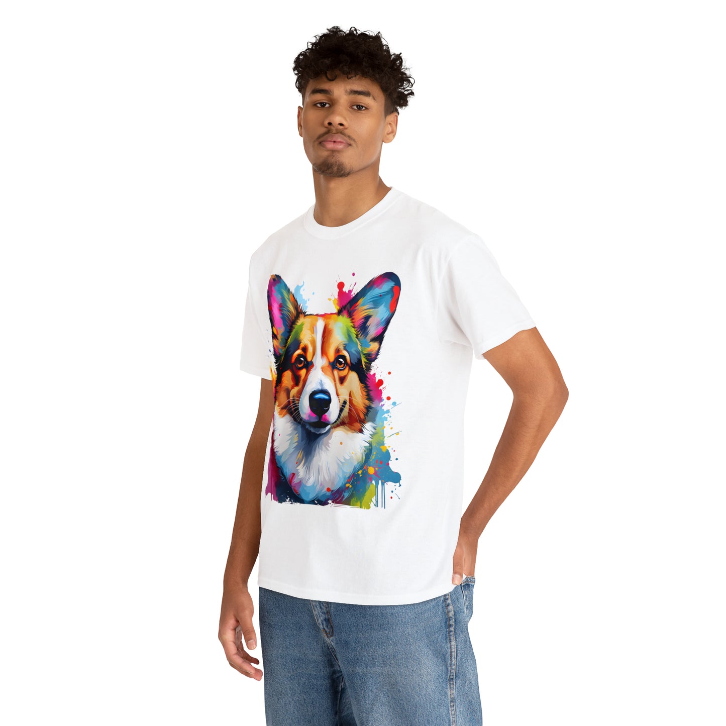 Corgi Rainbow Splash Short Sleeve Graphic T-Shirt (S-3XL)