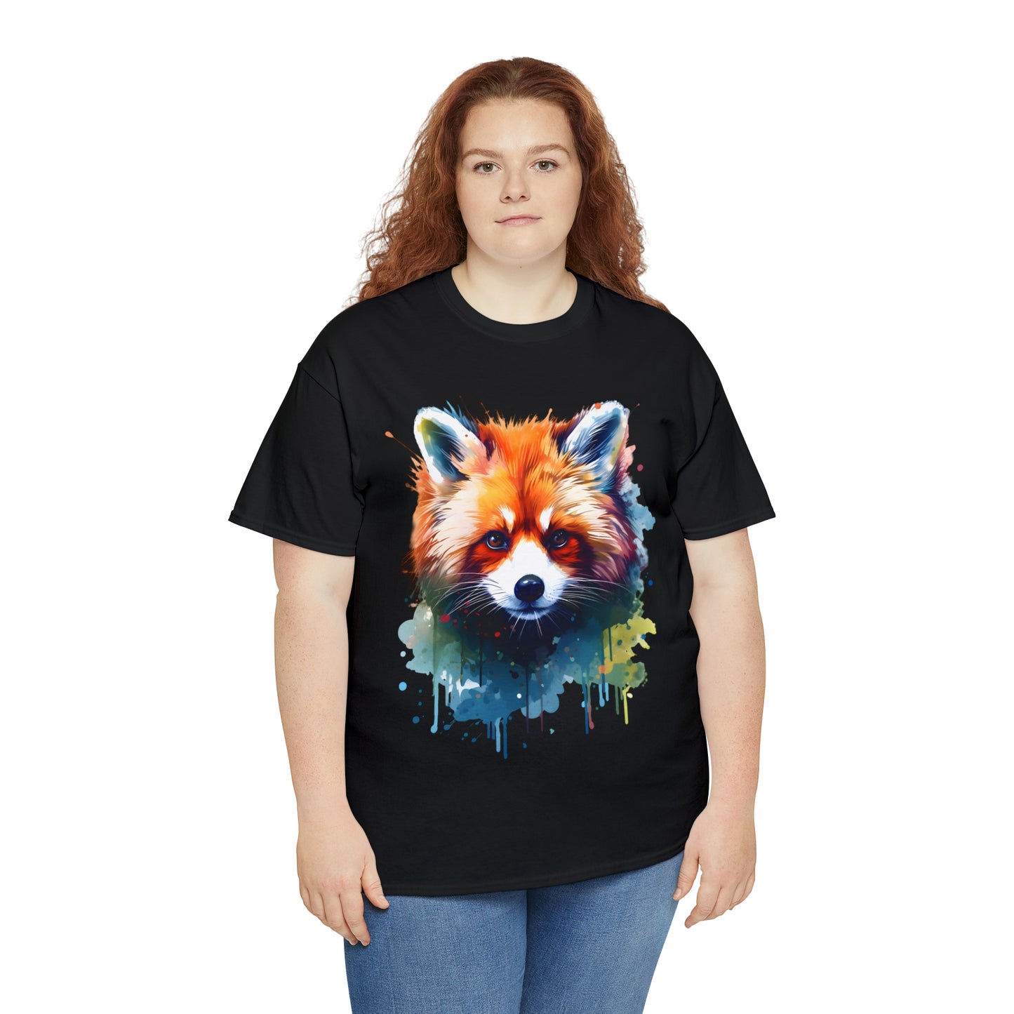 Red Panda Rainbow Splash Short Sleeve Graphic T-Shirt (S-3XL)