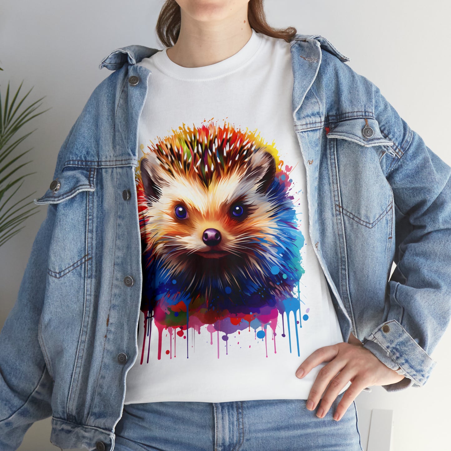 Hedgehog Rainbow Splash Short Sleeve Graphic T-Shirt (S-3XL)