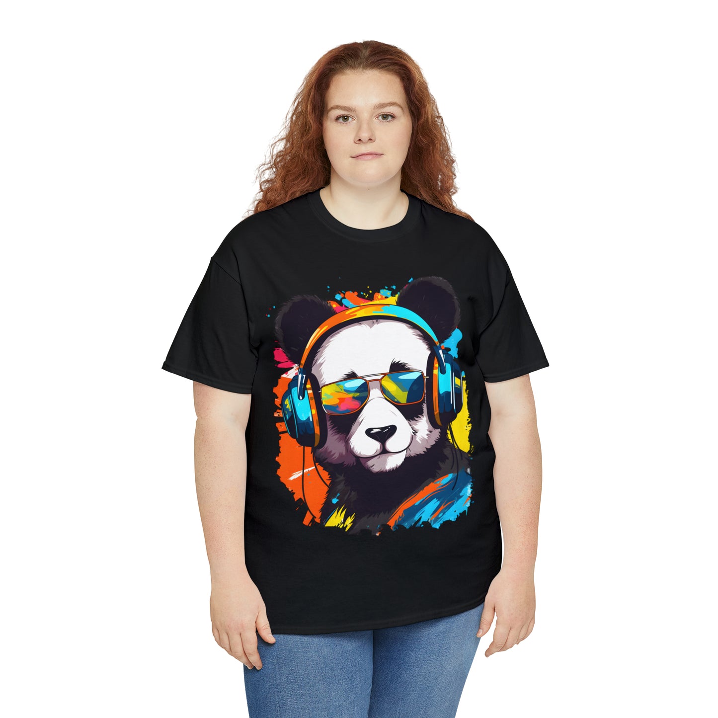 Panda in Sun Glasses Rainbow Splash Short Sleeve Graphic T-Shirt (S-3XL)