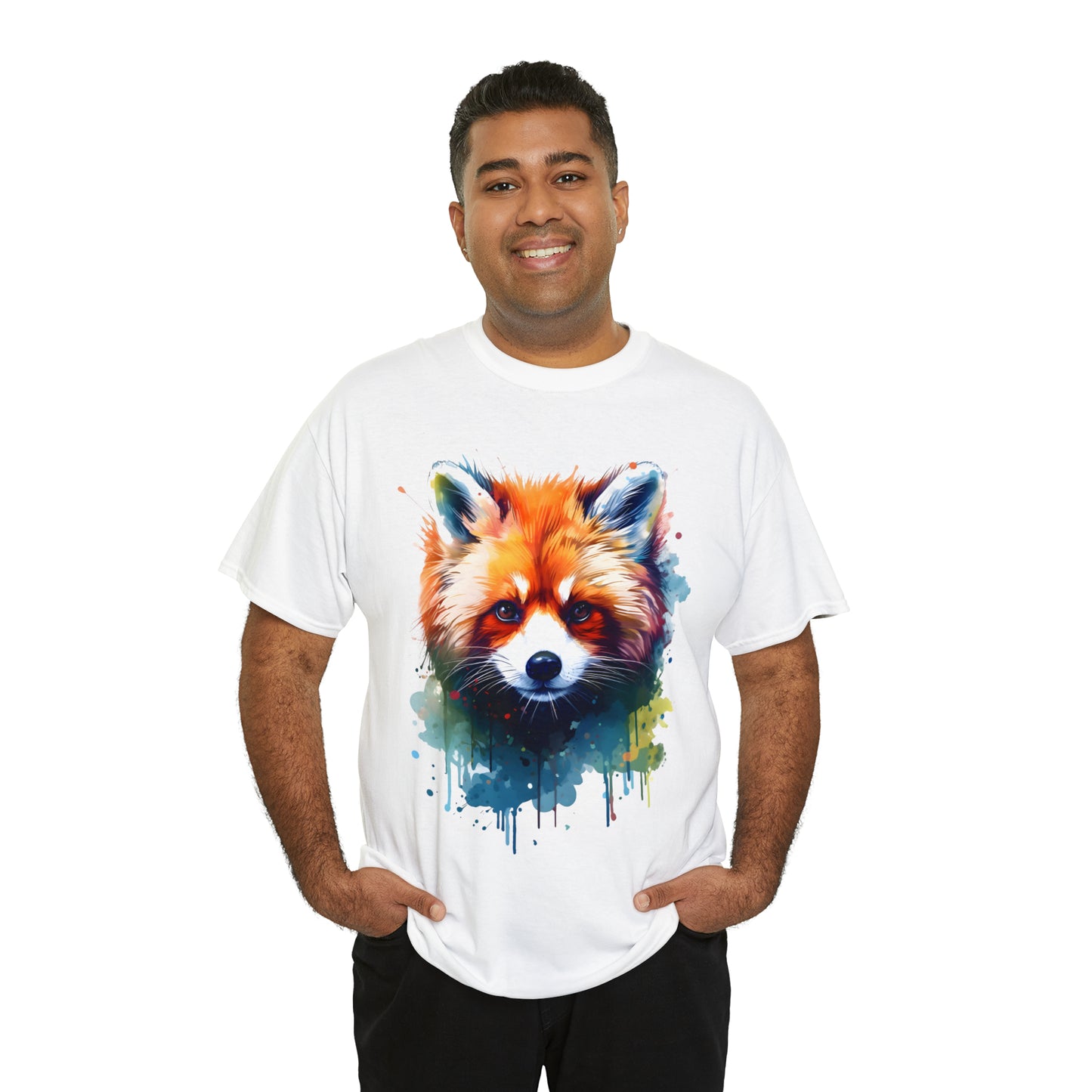 Red Panda Rainbow Splash Short Sleeve Graphic T-Shirt (S-3XL)