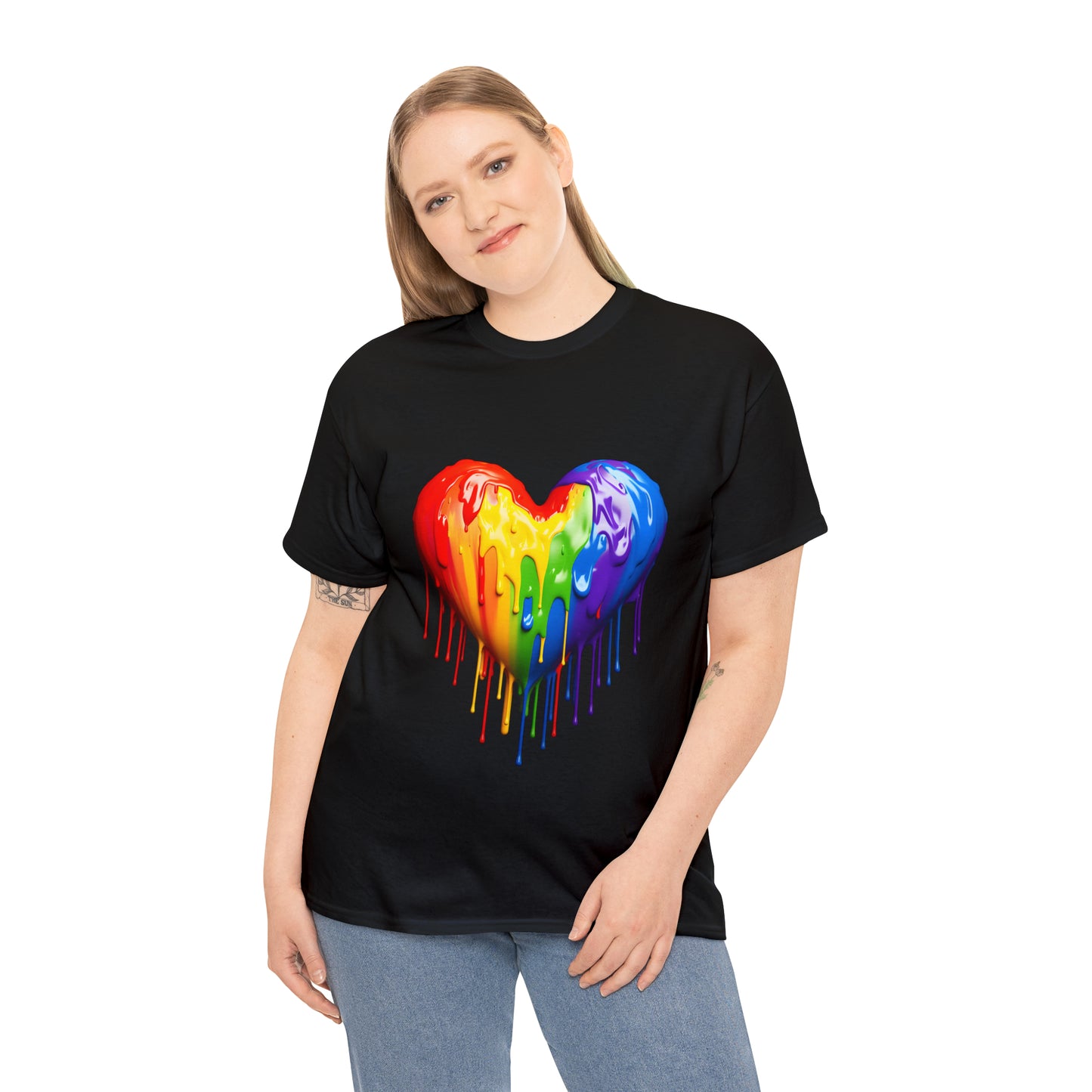 Pride Heart Rainbow Splash Short Sleeve Graphic T-Shirt (S-3XL)