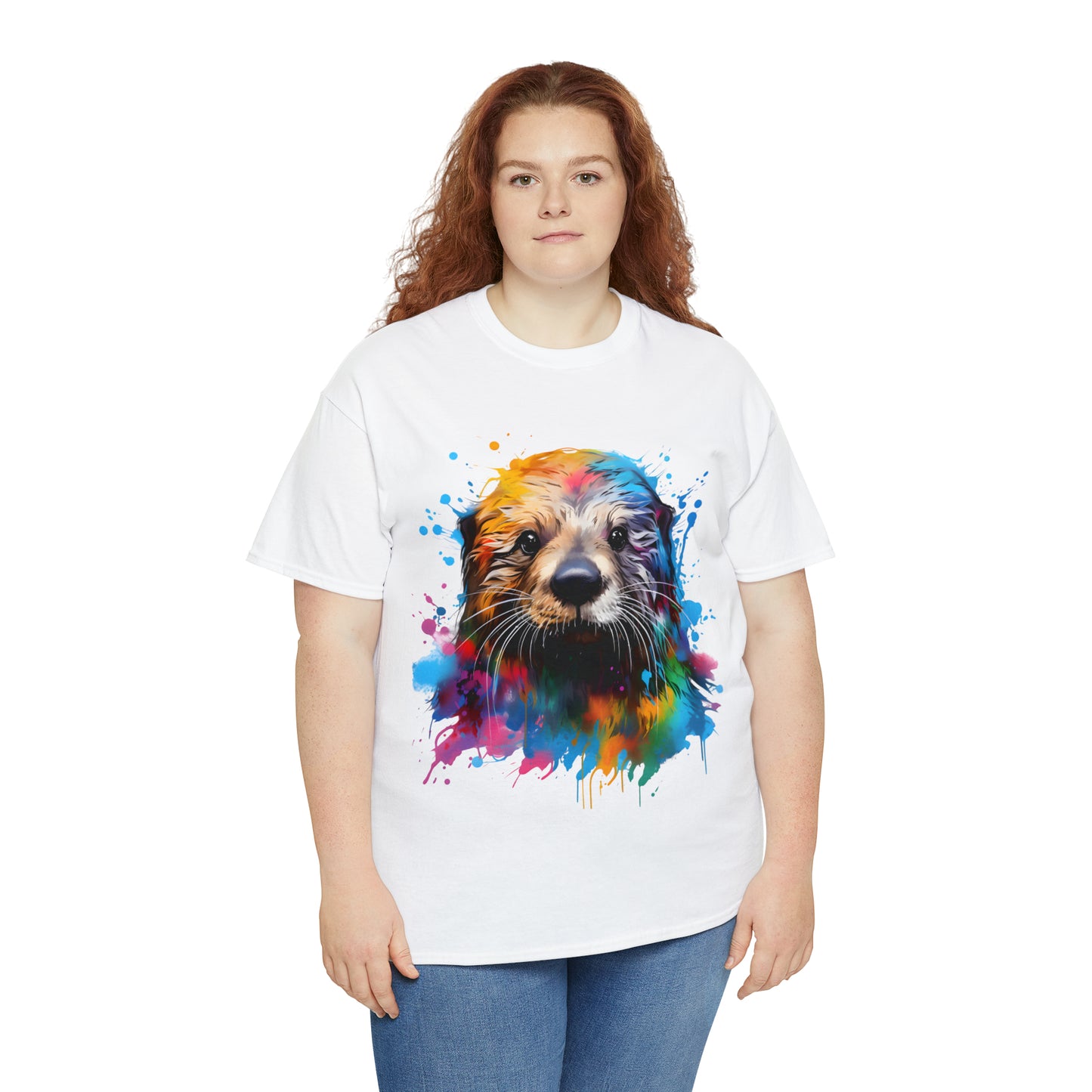 Sea Otter Rainbow Splash Short Sleeve Graphic T-Shirt (S-3XL)