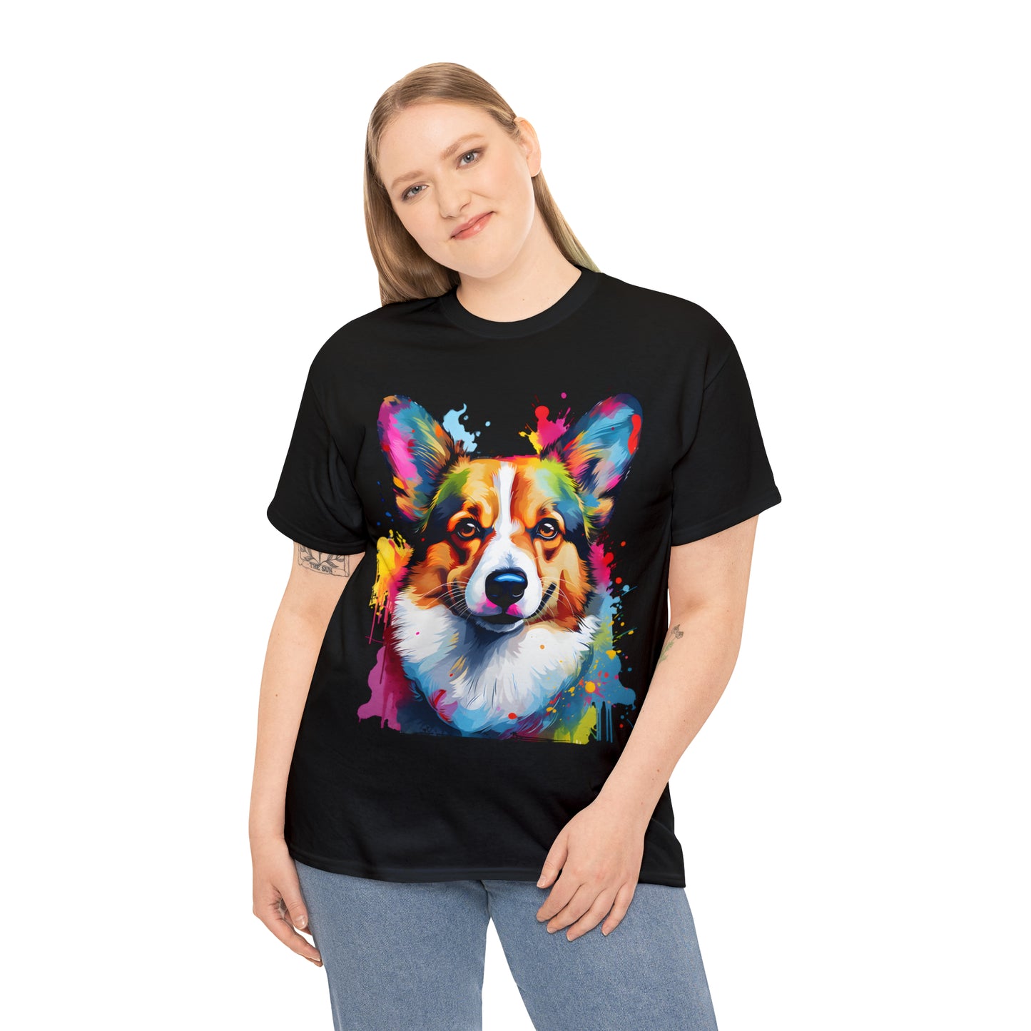 Corgi Rainbow Splash Short Sleeve Graphic T-Shirt (S-3XL)