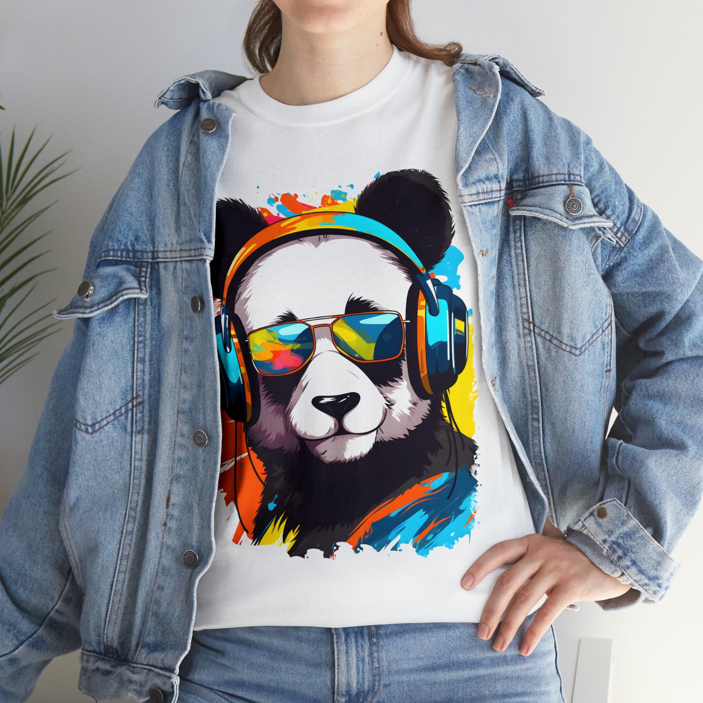 Panda in Sun Glasses Rainbow Splash Short Sleeve Graphic T-Shirt (S-3XL)