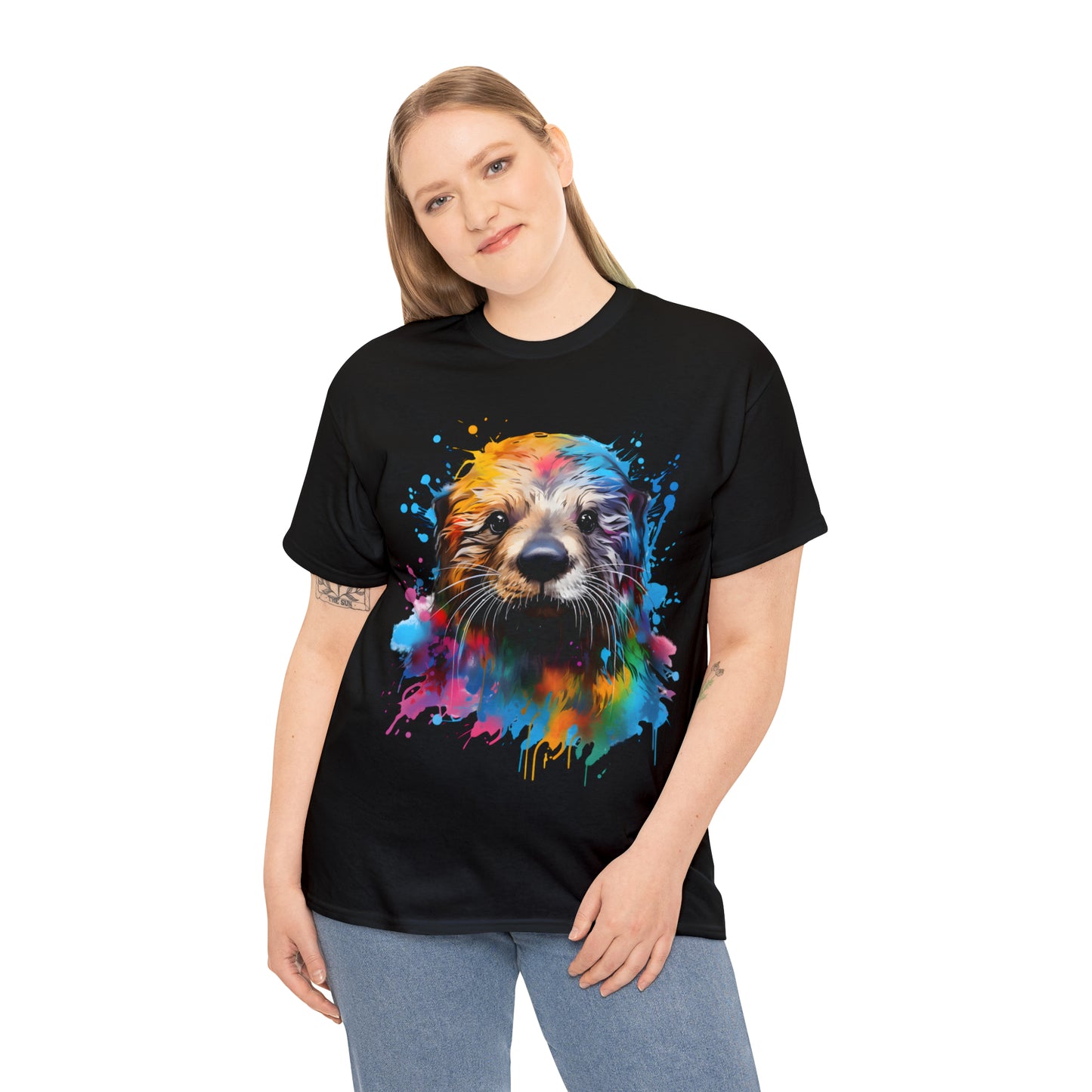 Sea Otter Rainbow Splash Short Sleeve Graphic T-Shirt (S-3XL)