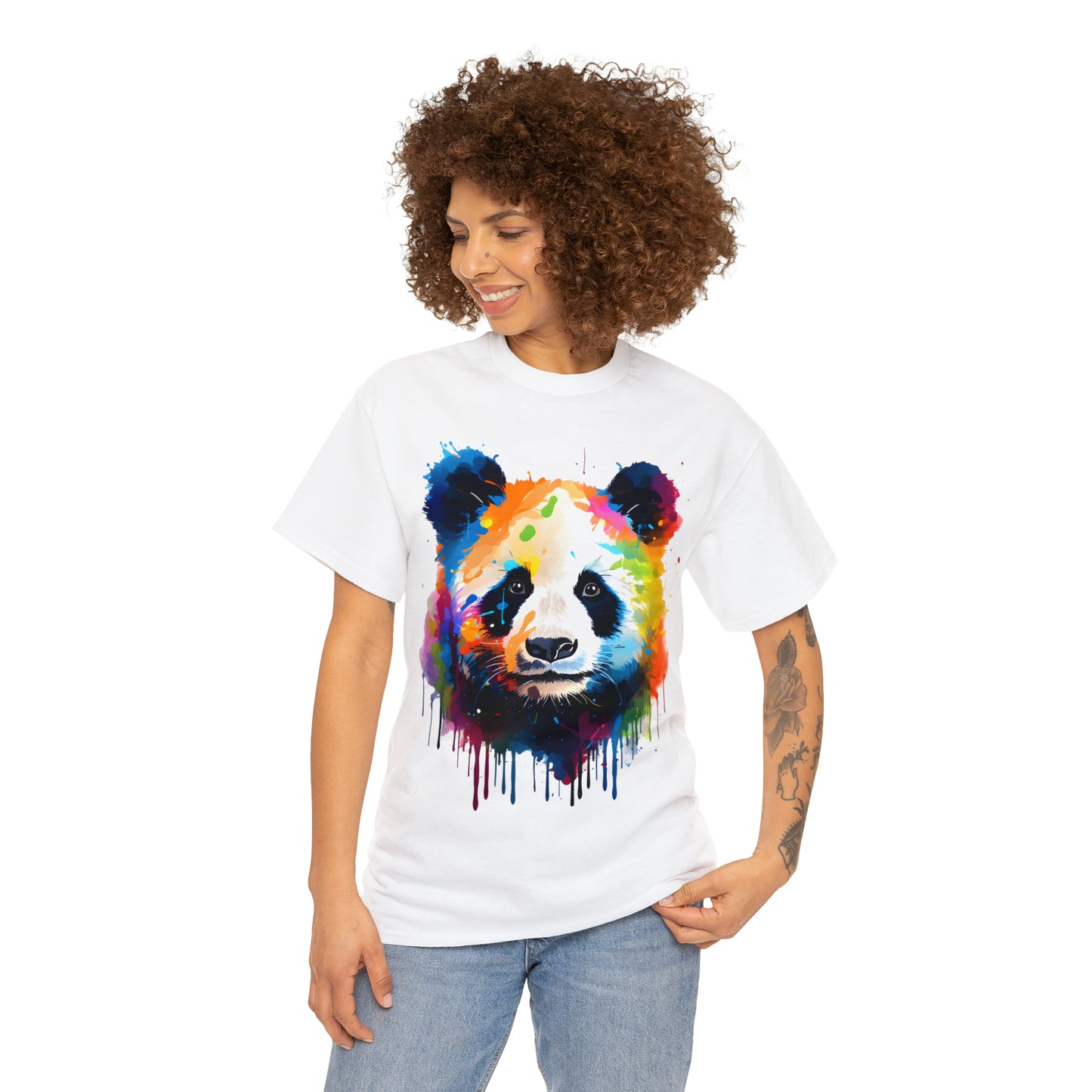 Panda Rainbow Splash Short Sleeve Graphic T-Shirt (S-3XL)