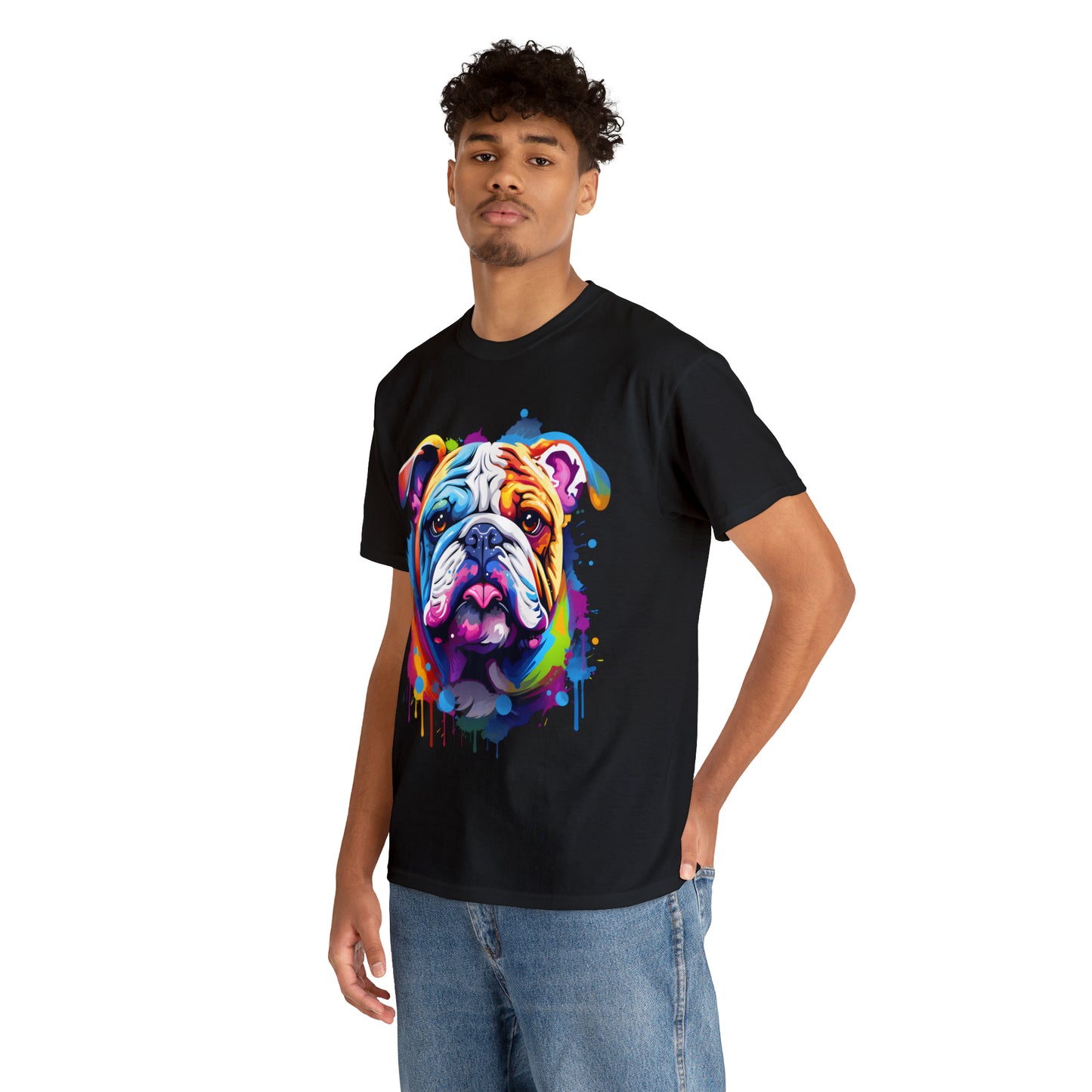 Bulldog Rainbow Splash Short Sleeve Graphic T-Shirt (S-3XL)