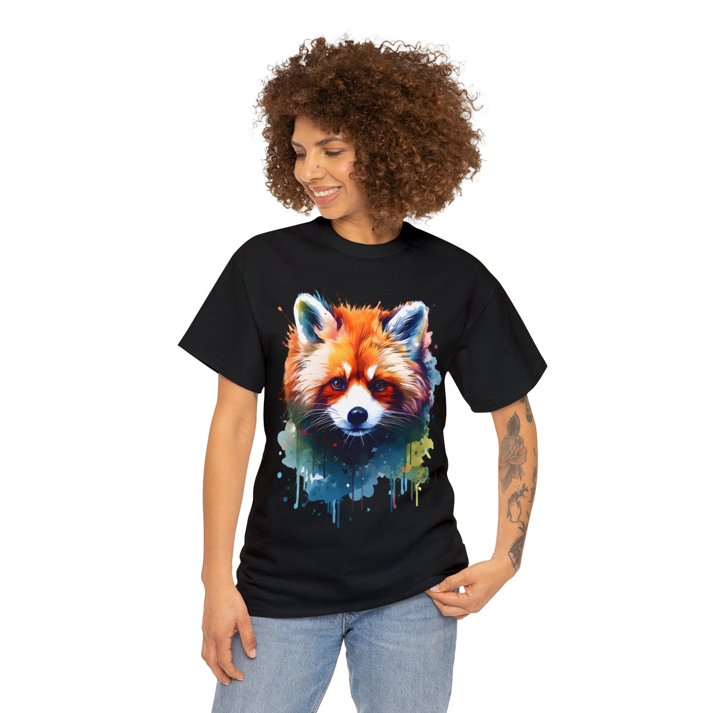 Red Panda Rainbow Splash Short Sleeve Graphic T-Shirt (S-3XL)