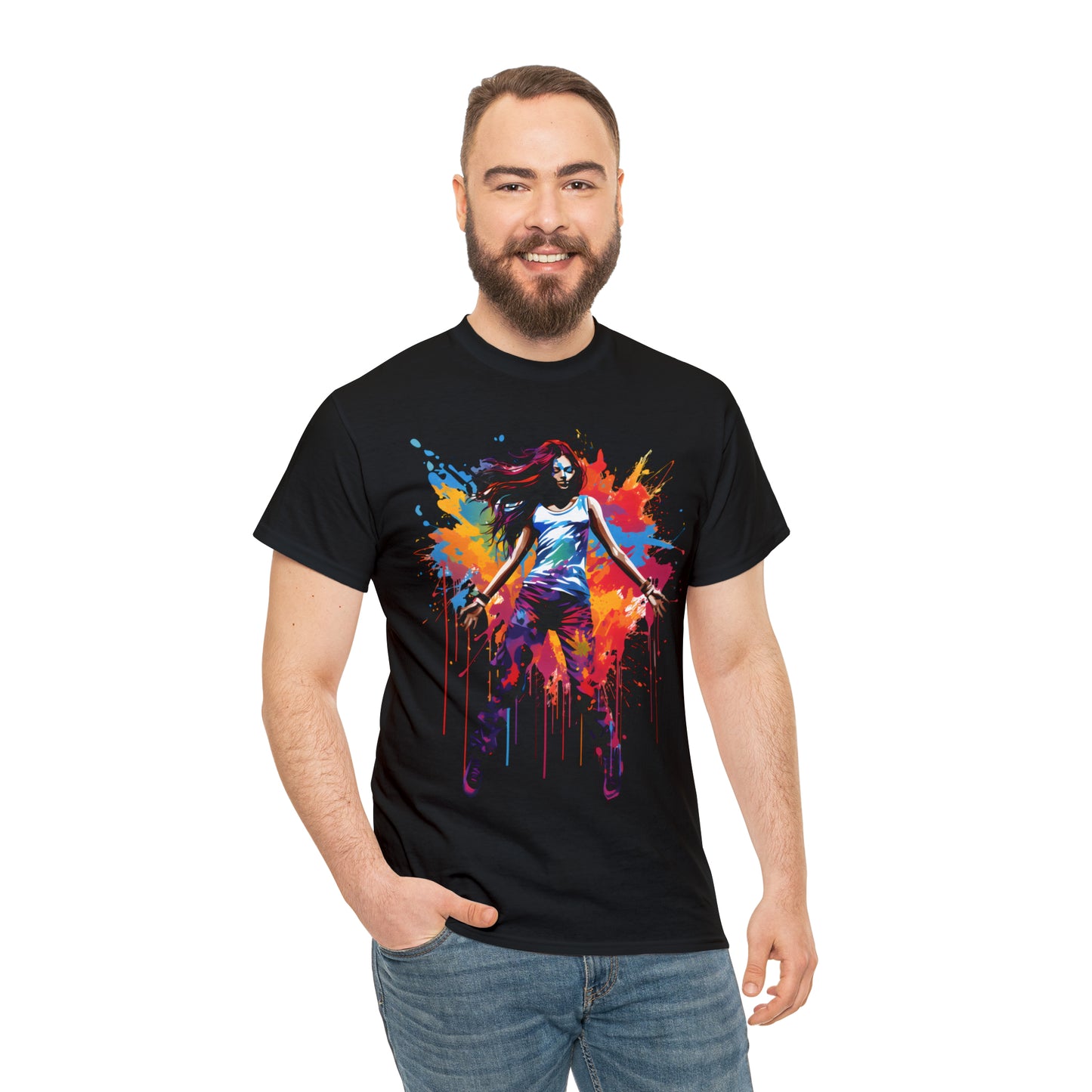 Dancer Rainbow Splash Short Sleeve Graphic T-Shirt (S-3XL)