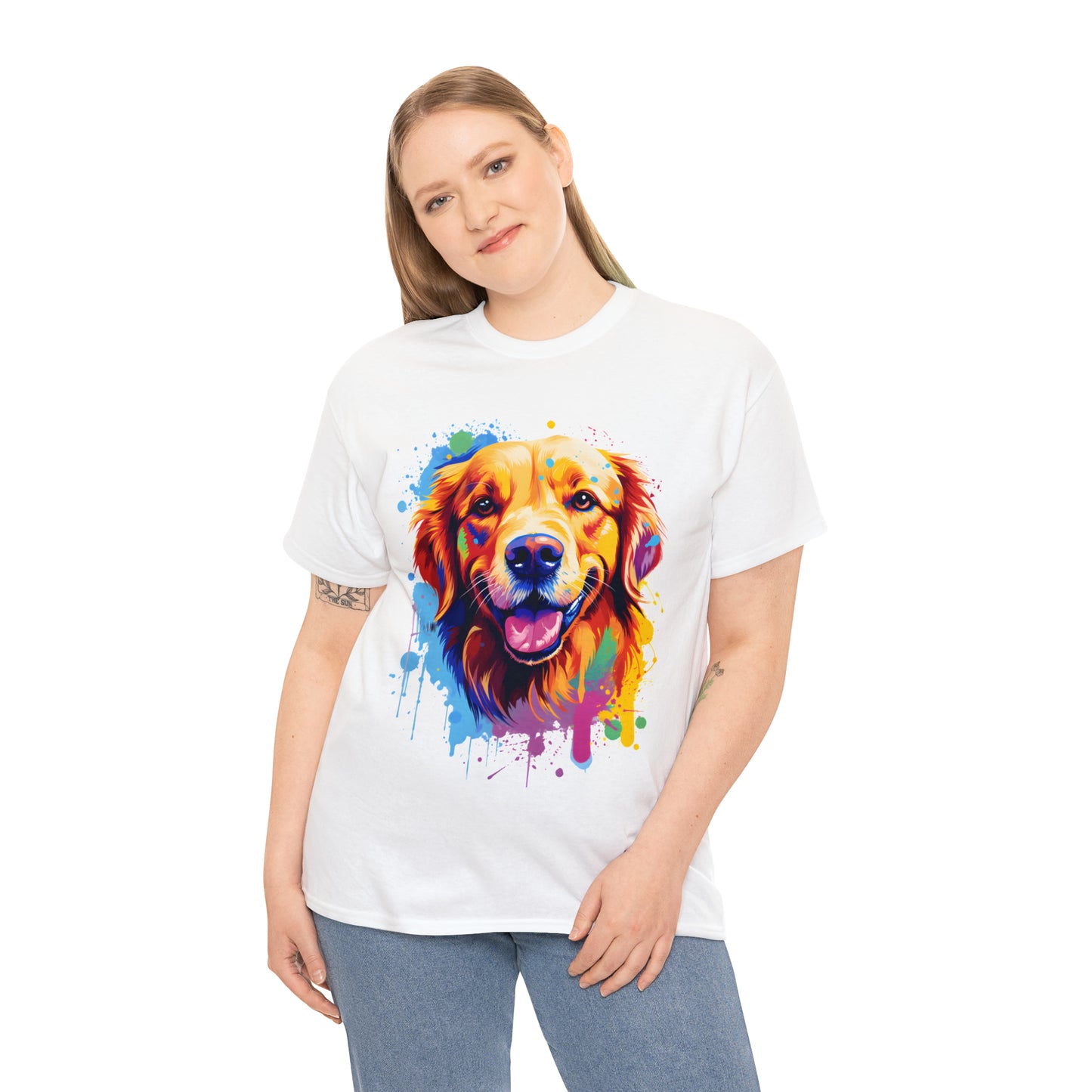 Golden Retriever Rainbow Splash Short Sleeve Graphic T-Shirt (S-3XL)