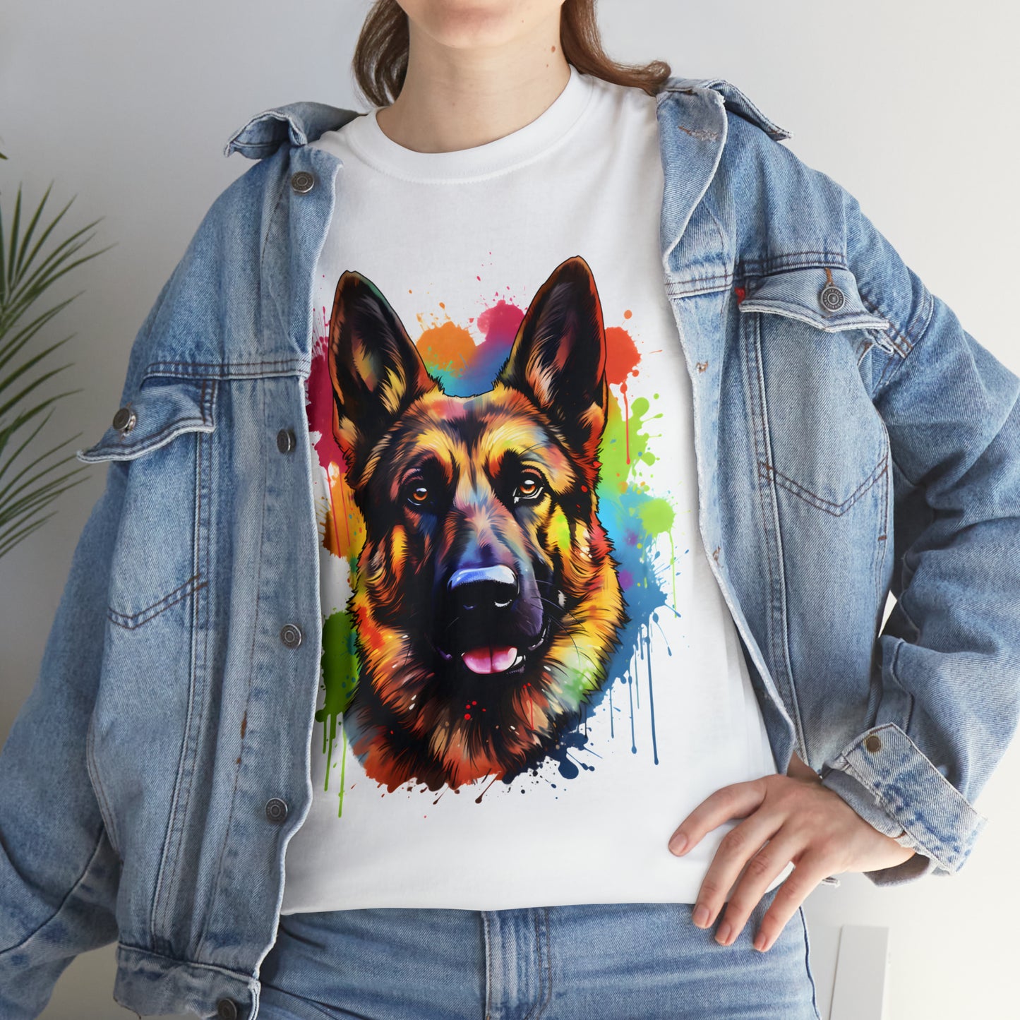 German Shepherd Rainbow Splash Short Sleeve Graphic T-Shirt (S-3XL)