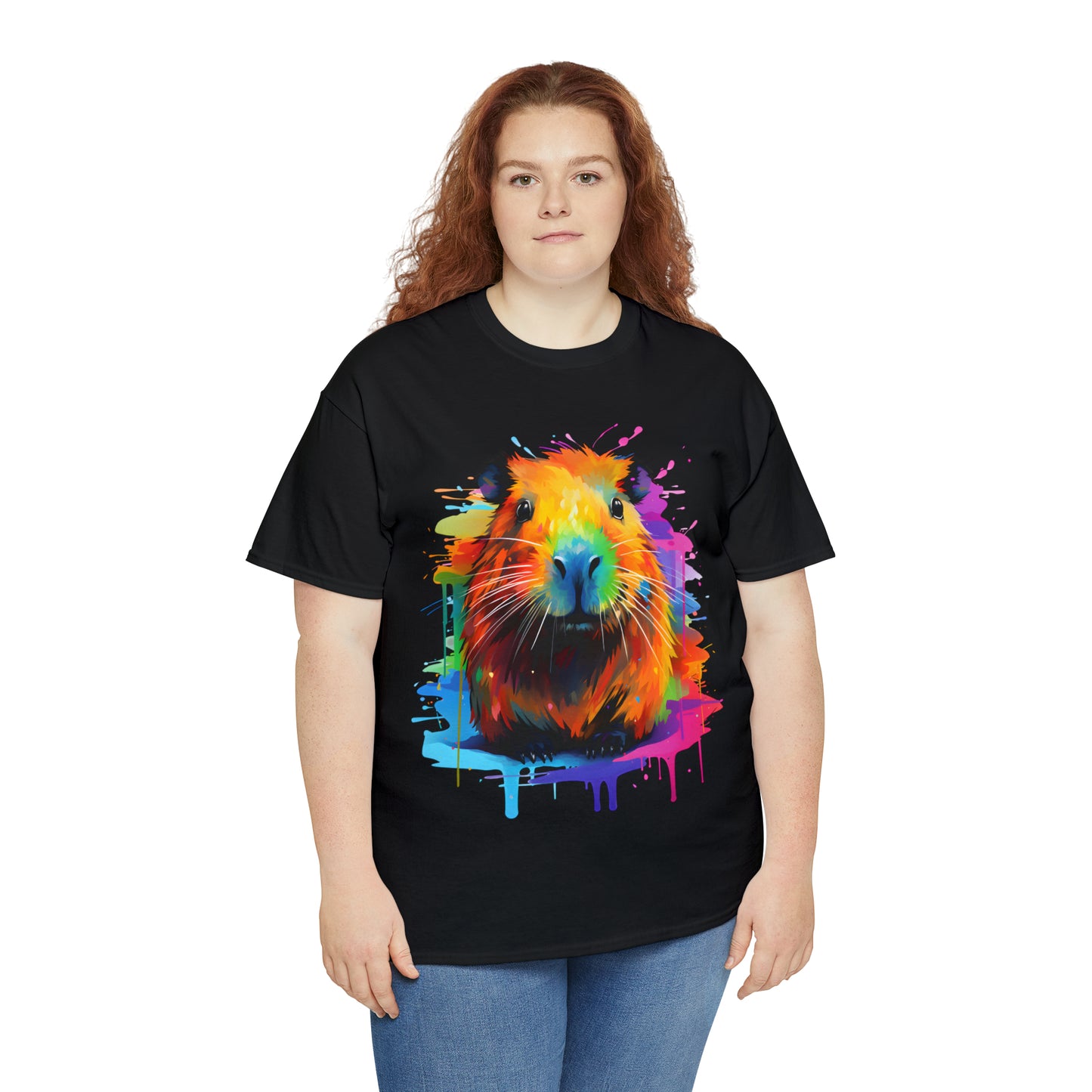 Capybara Rainbow Splash Short Sleeve Graphic T-Shirt (S-3XL)