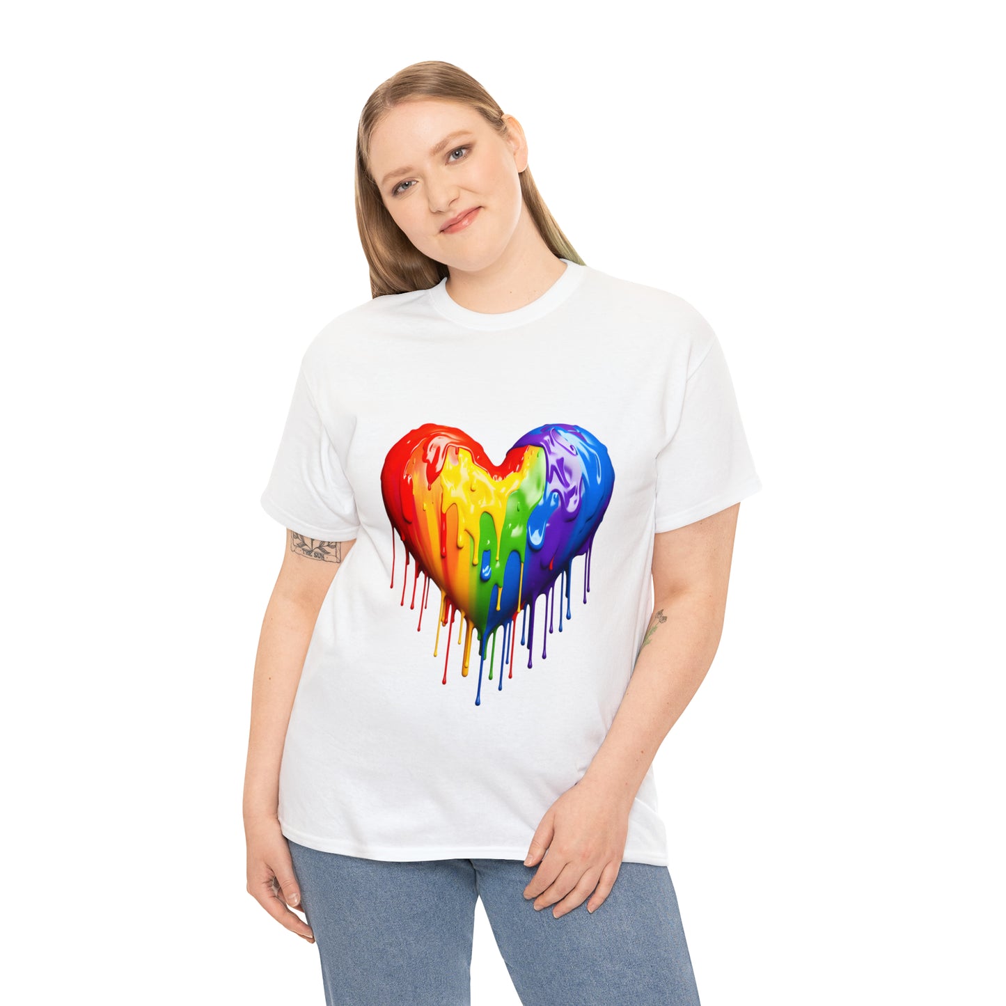 Pride Heart Rainbow Splash Short Sleeve Graphic T-Shirt (S-3XL)