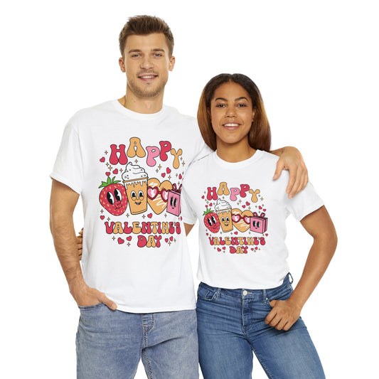 Happy Valentine's Day | Retro Valentine Themed Graphic Wear | Funny Quotes | T-Shirt | Unisex Heavy Cotton Tee