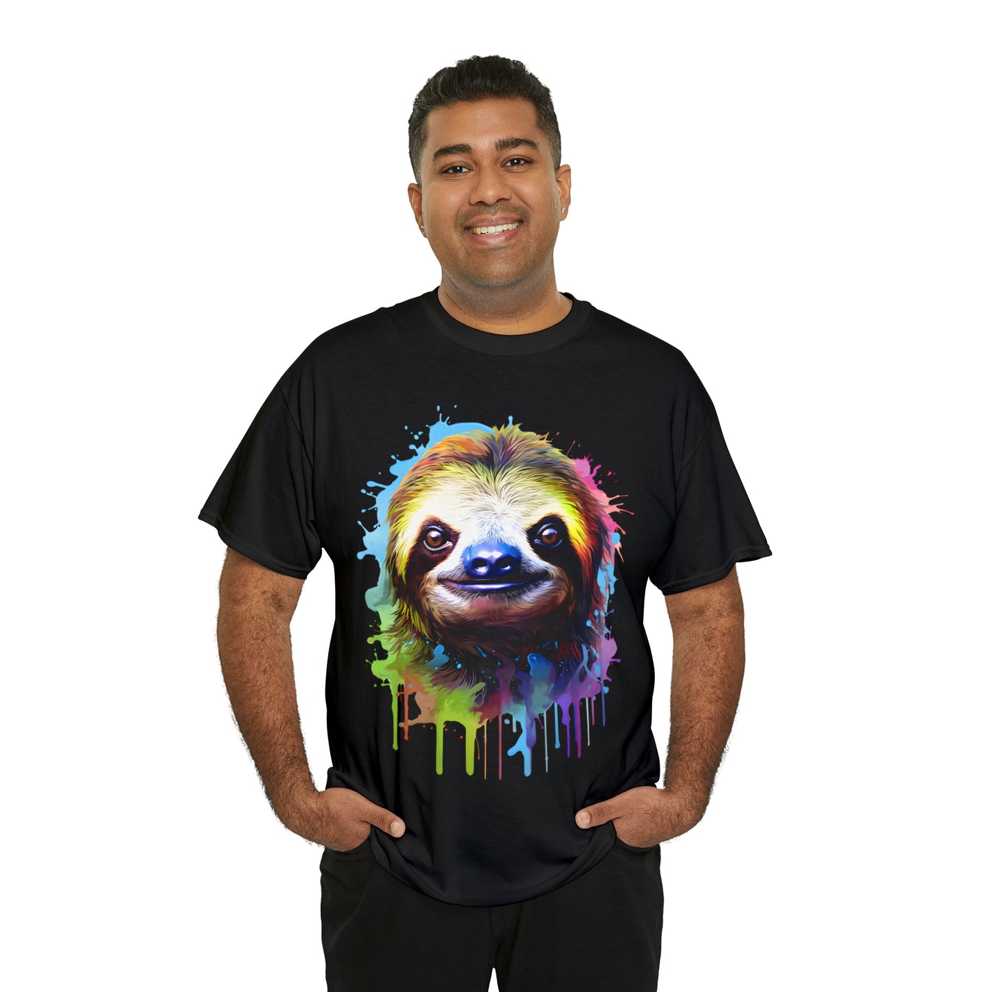 Sloth Rainbow Splash Short Sleeve Graphic T-Shirt (S-3XL)