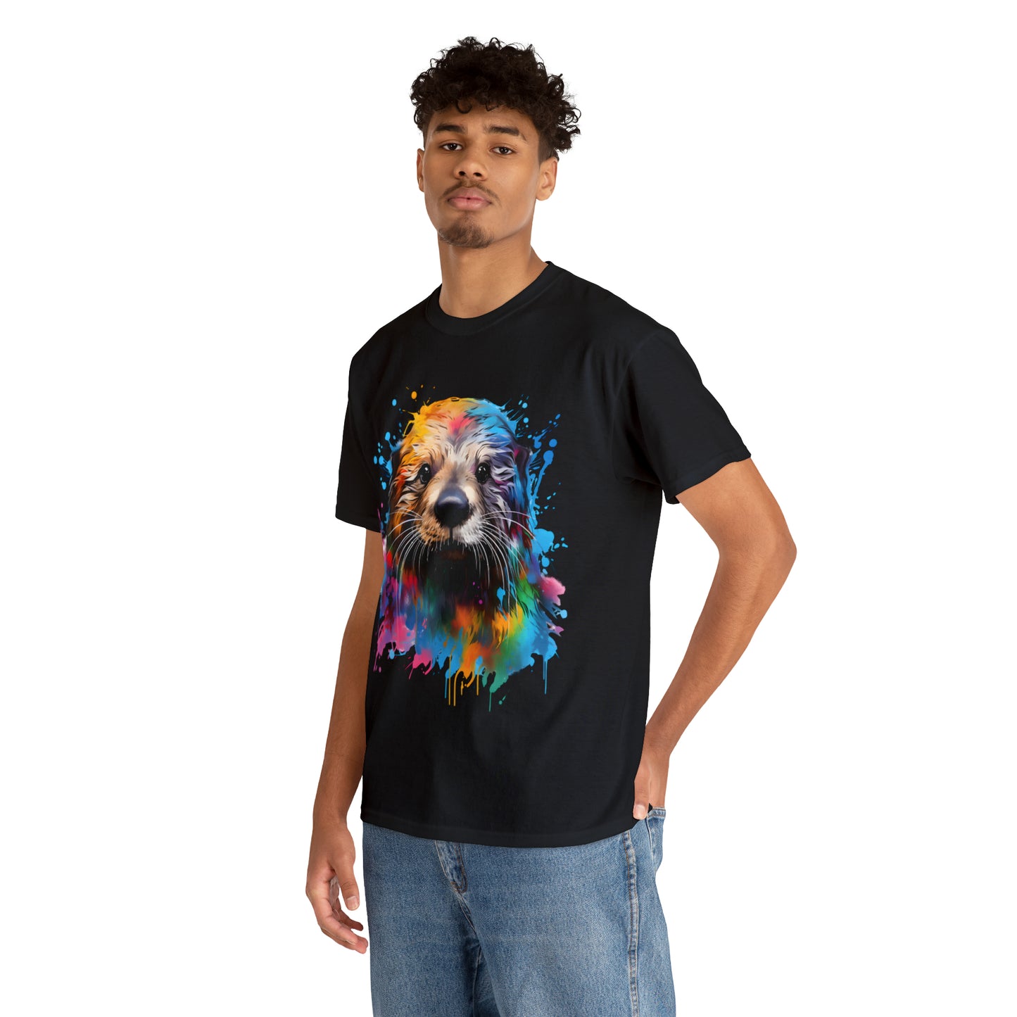 Sea Otter Rainbow Splash Short Sleeve Graphic T-Shirt (S-3XL)