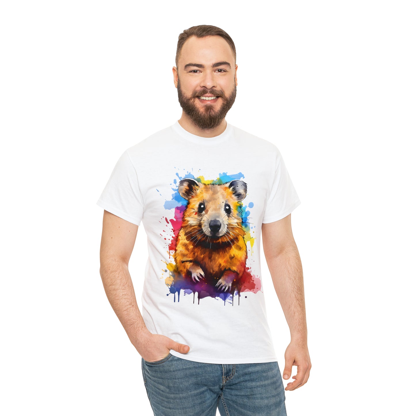 Quokka Rainbow Splash Short Sleeve Graphic T-Shirt (S-3XL)