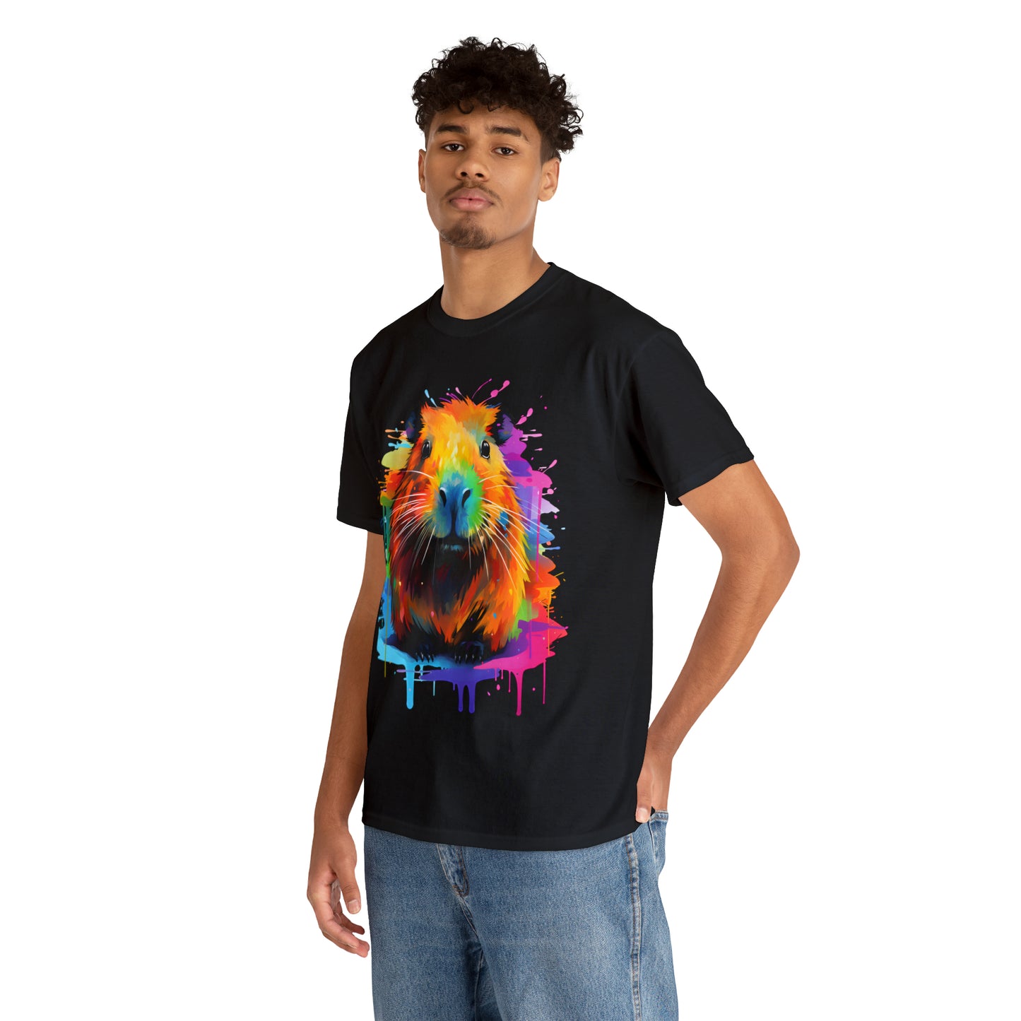 Capybara Rainbow Splash Short Sleeve Graphic T-Shirt (S-3XL)