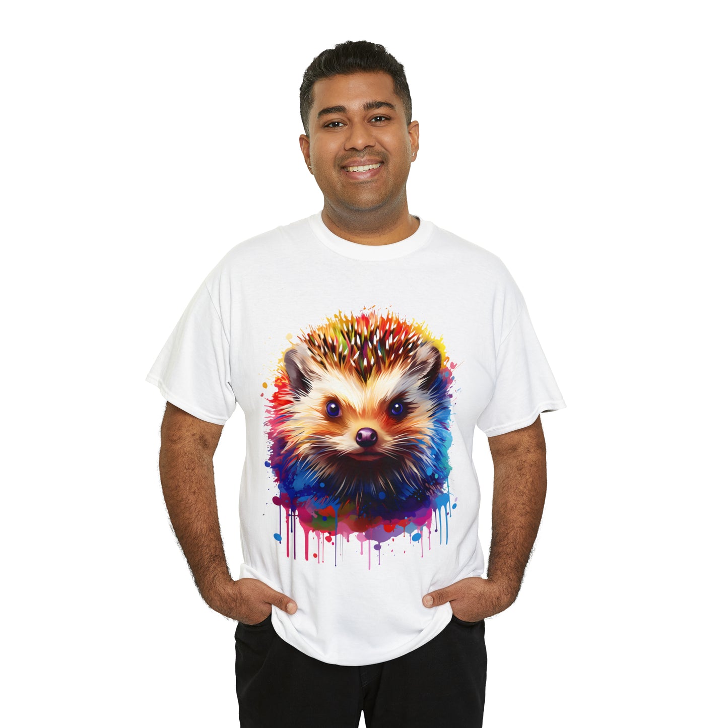 Hedgehog Rainbow Splash Short Sleeve Graphic T-Shirt (S-3XL)