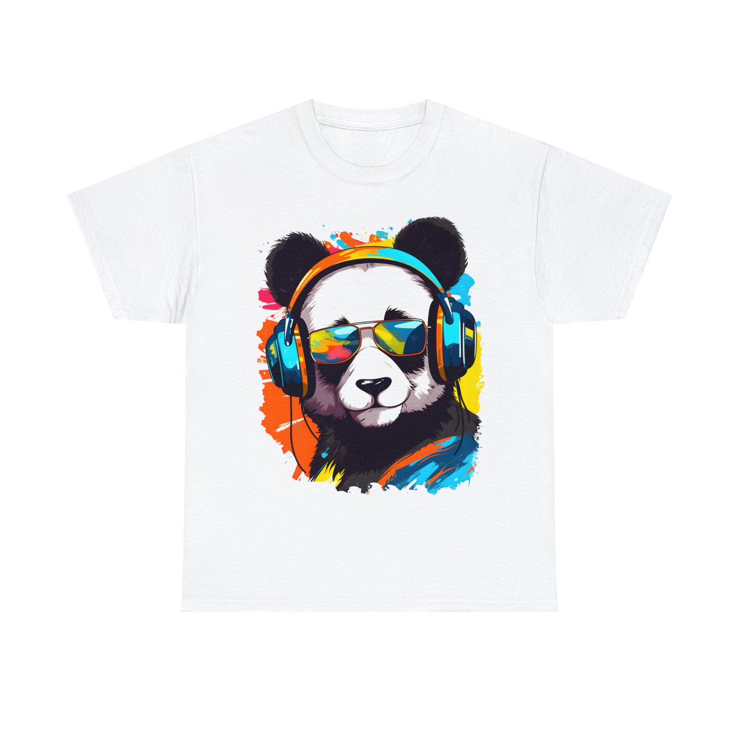 Panda in Sun Glasses Rainbow Splash Short Sleeve Graphic T-Shirt (S-3XL)