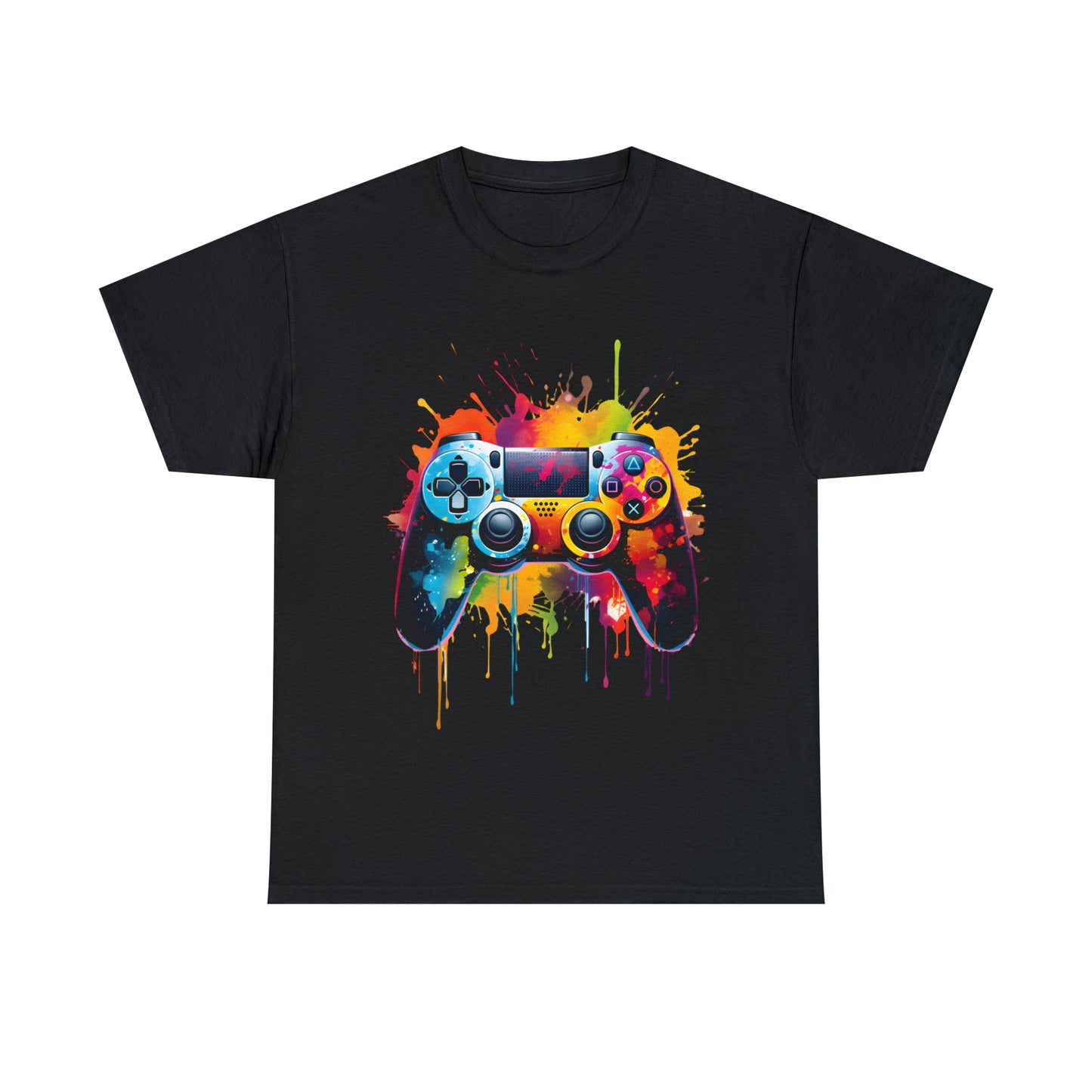 Controller Rainbow Splash Short Sleeve Graphic T-Shirt (S-3XL)