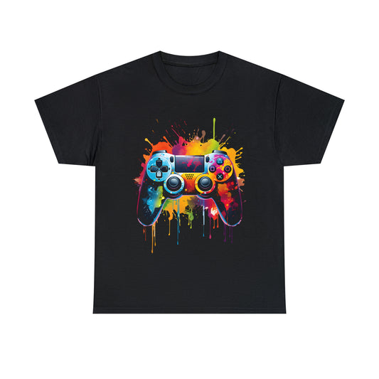 Controller Rainbow Splash Short Sleeve Graphic T-Shirt (S-3XL)