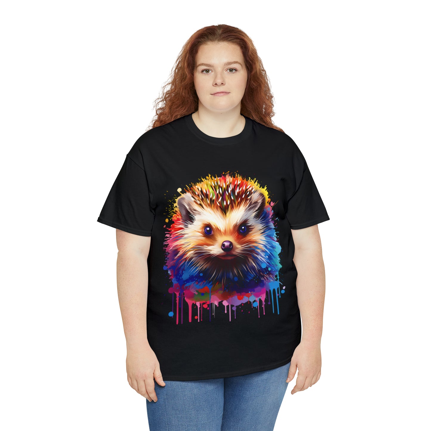 Hedgehog Rainbow Splash Short Sleeve Graphic T-Shirt (S-3XL)