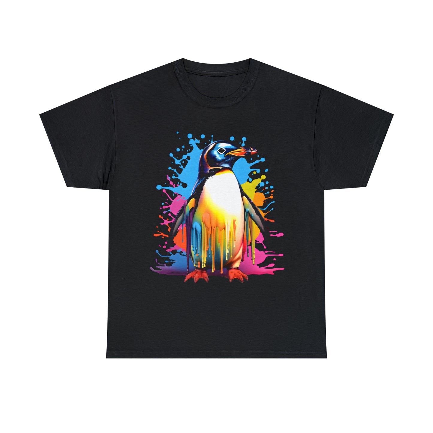 Penguin Rainbow Splash Short Sleeve Graphic T-Shirt (S-3XL)